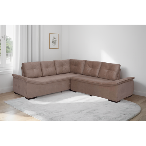 Sofá de Canto 4 Lugares Suede New Alphaville Marrom Castor
