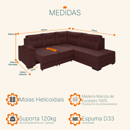 Sofá de Canto Retrátil Holanda Tecido Suede Pluma Sofá Casa - 3