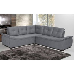 Sofá de Canto 4 Lugares Suede New Alphaville Cinza Sofá Casa - 2