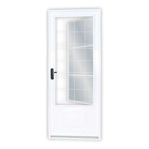 Porta de Aço Postigo 215x85cm com Grade Quadrada Minas Sul MGM Abertura Esquerda Branco