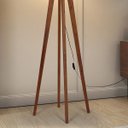 Ver imagem 2 de Luminária De Chão Madri Cúpula Indiana Pés De Madeira Maciça - Palha/Marrom