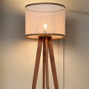 Ver imagem 3 de Luminária De Chão Madri Cúpula Indiana Pés De Madeira Maciça - Palha/Marrom