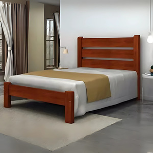 Cama de Casal Maiorca de Madeira Maciça Angelim Pedra/tauari Mel