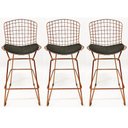 Ver imagem 1 de Kit 3 Banquetas BERTOIA cobre assento preto altura 70cm - Direto de Fábrica