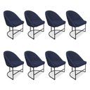 Ver imagem 1 de Kit 08 Cadeiras Poltrona de Jantar Bela Suede Azul Marinho Base Metálica Industrial Preto -