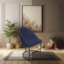 Ver imagem 2 de Kit 08 Cadeiras Poltrona de Jantar Bela Suede Azul Marinho Base Metálica Industrial Preto -