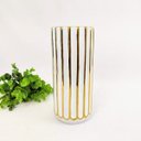 Ver imagem 1 de Vaso Alto Decorativo Branco Dourado 23x9cm Decoração
