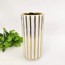 Ver imagem 2 de Vaso Alto Decorativo Branco Dourado 23x9cm Decoração