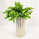 Ver imagem 3 de Vaso Alto Decorativo Branco Dourado 23x9cm Decoração