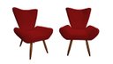 Ver imagem 1 de Kit 2 Poltronas Decorativa Emilia Suede Vermelho Pés Madeira Ms Decor