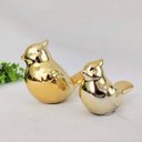 Ver imagem 2 de Enfeite Casal Pássaro Calopsita Dourado 11/16cm Passarinho