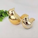 Ver imagem 3 de Enfeite Casal Pássaro Calopsita Dourado 11/16cm Passarinho