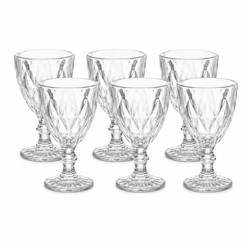 Jg Tacas Vidro Clear Diamond 315ml c/ 6 Pcs