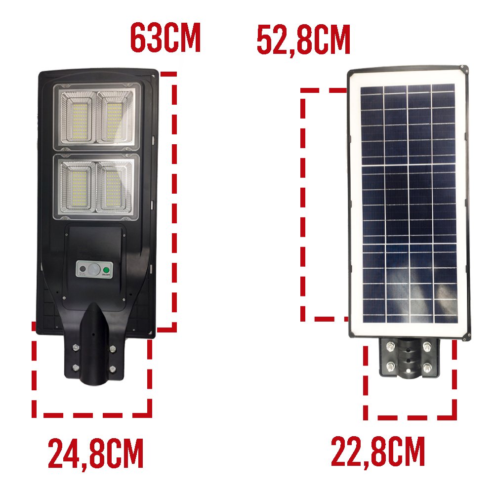 Luminária Solar 240W LED Poste Rua Sensor Movimento Controle Casas Jardins Refletor - 2