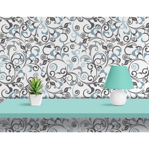 Papel de Parede Abstrato Azul e Cinza Arte Destaque 3,50 Metros