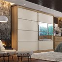 Ver imagem 4 de Guarda Roupa Casal Malaga Glass 2 Portas Capuccino Off White Acetinado - Thb