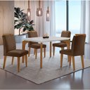 Ver imagem 1 de Sala de Jantar Mesa Liz 120cm em Mdf Canto Reto e 4 Cadeiras Athenas Moderna