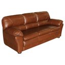 Ver imagem 1 de Sofá 3 Lugares Sala de Estar Pés Madeira 2,12M Laura Couro Caramelo - Gran Belo