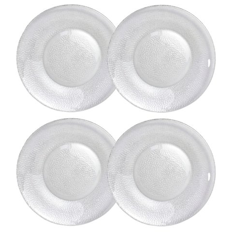 Jogo de Pratos de Raso Forjado de Vidro 4 Peças 22cm - Durax