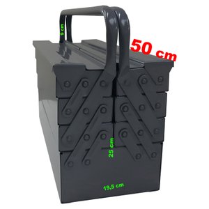 Caixa Ferramenta Sanfonada 7 Gavetas de 50 Cm com Cabo Fixo em Aço Reforçada para Mecânico Oficina C