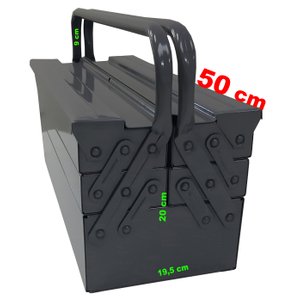 Caixa Ferramenta Sanfonada 5 Gavetas de 50 Cm com Cabo Fixo em Aço Reforçada para Mecânico Oficina C