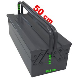Caixa Ferramenta Sanfonada 3 Gavetas de 50 Cm com Cabo Fixo em Aço Reforçada para Mecânico Oficina C - 1