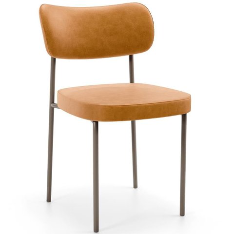 Cadeira Decorativa Sala de Jantar Melina Base Arena L02 Couríssimo Whisky - Lyam Decor