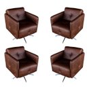 Ver imagem 1 de Kit 4 Poltronas Giratória para Sala de Estar Astana Couro Tabaco - Gran Belo