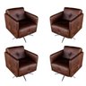 Kit 4 Poltronas Giratória para Sala de Estar Astana Couro Tabaco - Gran Belo - 1
