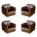 Ver imagem 1 de Kit 4 Poltronas Giratória para Sala de Estar Astana Couro Marrom Bicolor - Gran Belo