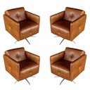 Ver imagem 1 de Kit 4 Poltronas Giratória para Sala de Estar Astana Couro Marrom - Gran Belo