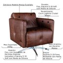 Ver imagem 2 de Kit 3 Poltronas Giratória para Sala de Estar Astana Couro Tabaco - Gran Belo