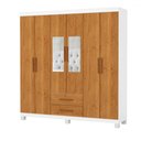 Ver imagem 2 de Guarda-roupa Solteiro Aurora 6 Portas 2 Gavetas com Espelho 22117 Branco/cinamomo - Carioca Móveis