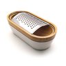Mini Ralador Metal com Cumbuca de Bambu 15 x 7cm Branco - 1