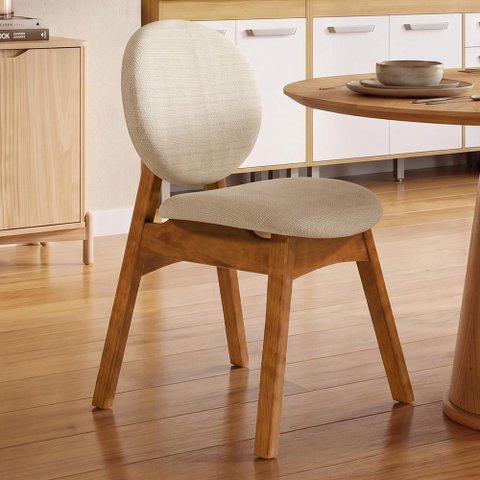 Cadeira para Sala de Jantar Cozinha Estofada Rattan Ibis L02 Linho Palha - Lyam Decor
