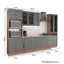 Ver imagem 7 de Cozinha Milla Mood 15 Portas 3 Gavetas MDF-MDP 340cm Cinza com Nogal e Titânio Móveis Carraro