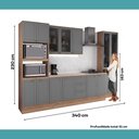 Ver mais imagens de Cozinha Milla Mood 15 Portas 3 Gavetas MDF-MDP 340cm Cinza com Nogal e Titânio Móveis Carraro