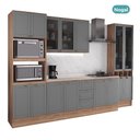 Ver imagem 4 de Cozinha Milla Mood 15 Portas 3 Gavetas MDF-MDP 340cm Cinza com Nogal e Titânio Móveis Carraro