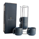 Ver imagem 1 de Jogo de 4 Xícaras para Chá em Cerâmica com Suporte, 170ml , da L'hermitage