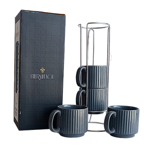 Jogo de 4 Xícaras para Chá em Cerâmica com Suporte, 170ml , da L'hermitage