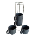 Ver imagem 2 de Jogo de 4 Xícaras para Chá em Cerâmica com Suporte, 170ml , da L'hermitage