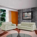 Ver imagem 6 de Conjunto de Sofás 2 e 3 Lugares Sala de Estar Pés em Madeira Nauru Couro Off White - Gran Belo