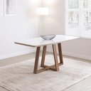 Ver imagem 1 de Mesa de Jantar Madeira Retangular com Vidro para 6 Lugares Bennett 180cm Natural com Off-White Gloss