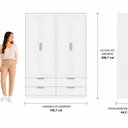 Ver imagem 3 de Armário para Quarto Infantil 4 Portas e 4 Gavetas Theo Branco/Neve/Renda