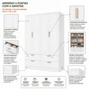 Ver imagem 6 de Armário para Quarto Infantil 4 Portas e 4 Gavetas Theo Branco/Neve/Renda