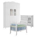 Ver imagem 1 de Quarto de Bebê New Selena 4 Portas com Berço Lila e Cômoda Selena Branco Brilho