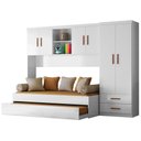 Ver imagem 1 de Quarto Infantil Ônix com Roupeiro 02 Portas, Módulo Aéreo e Cama Auxiliar Branco Nature