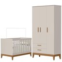 Ver imagem 1 de Guarda Roupa Infantil Flip 3 Portas com Berço Americano Flip Areia Acetinado - Reller