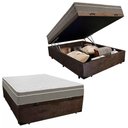 Ver imagem 1 de Cama Box Baú Casal Suede + Colchão Sereneprime Molas Ensacadas 138x188x69 Marrom