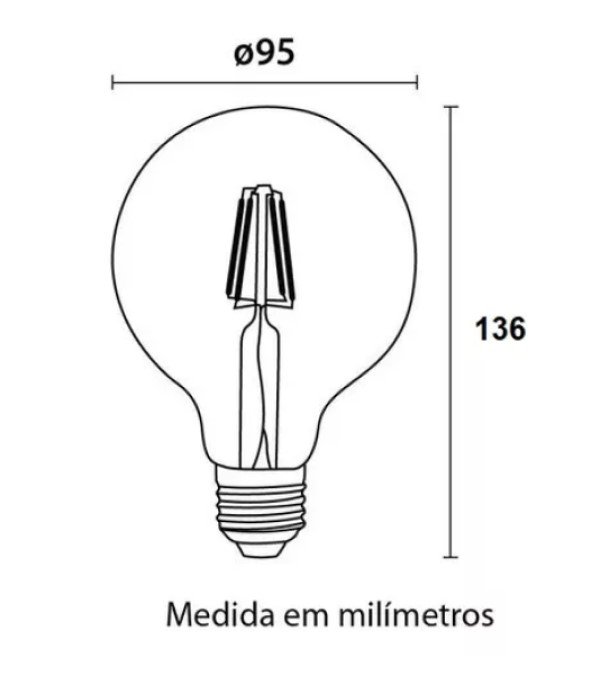 Lâmpada de Filamento Led Globo G95 4w Ambar 2200k Bivolt - Iluminação Decorativa Vintage - 3